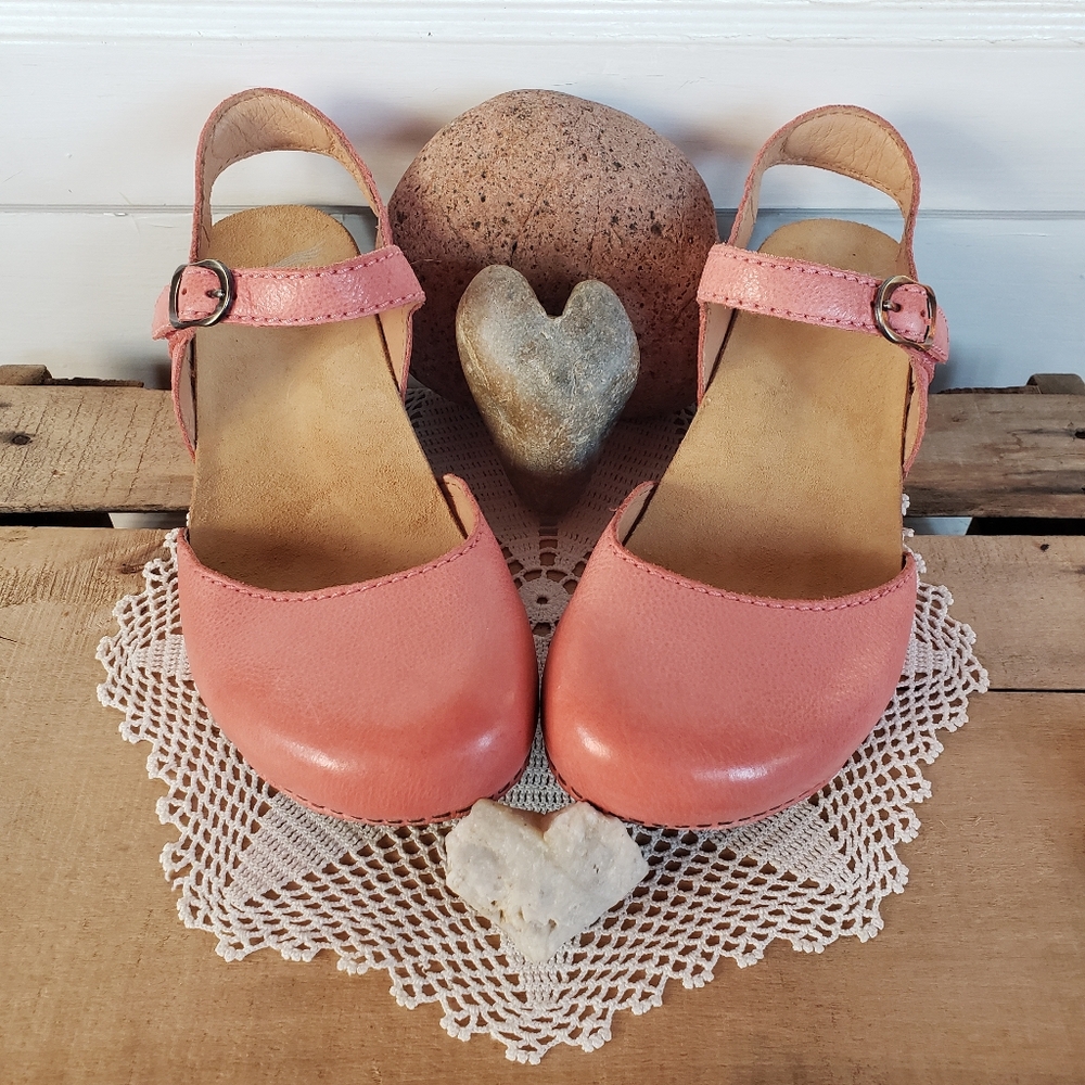 Pink Dansko Tiffani Strappy Clog Sandal MaryJane Milled Burnished Coral 37 38 40 - Picture 3 of 13